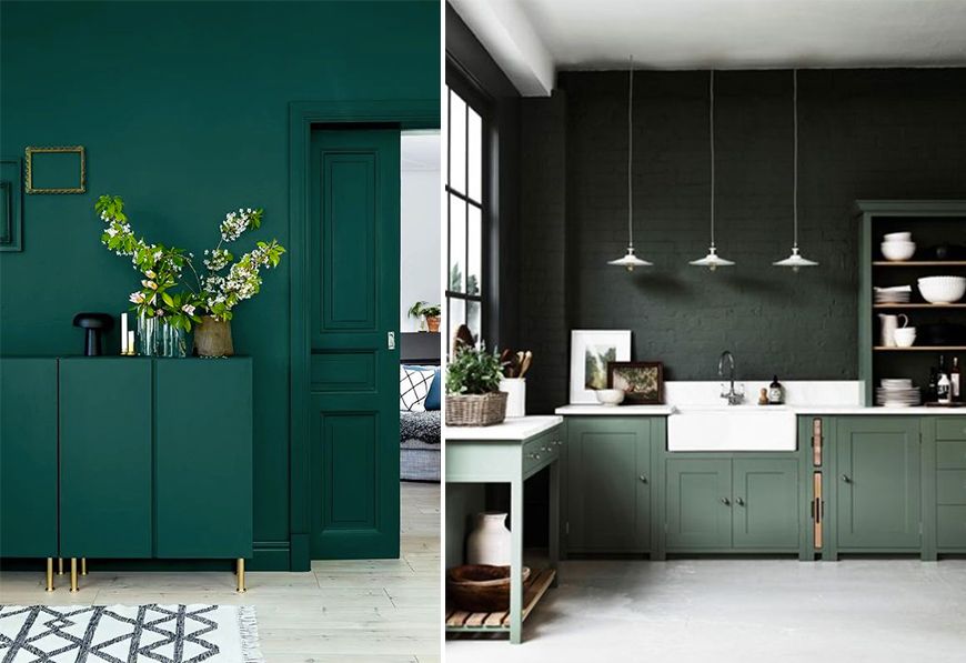 interior design and home decor trends to follow in 2020: dark green